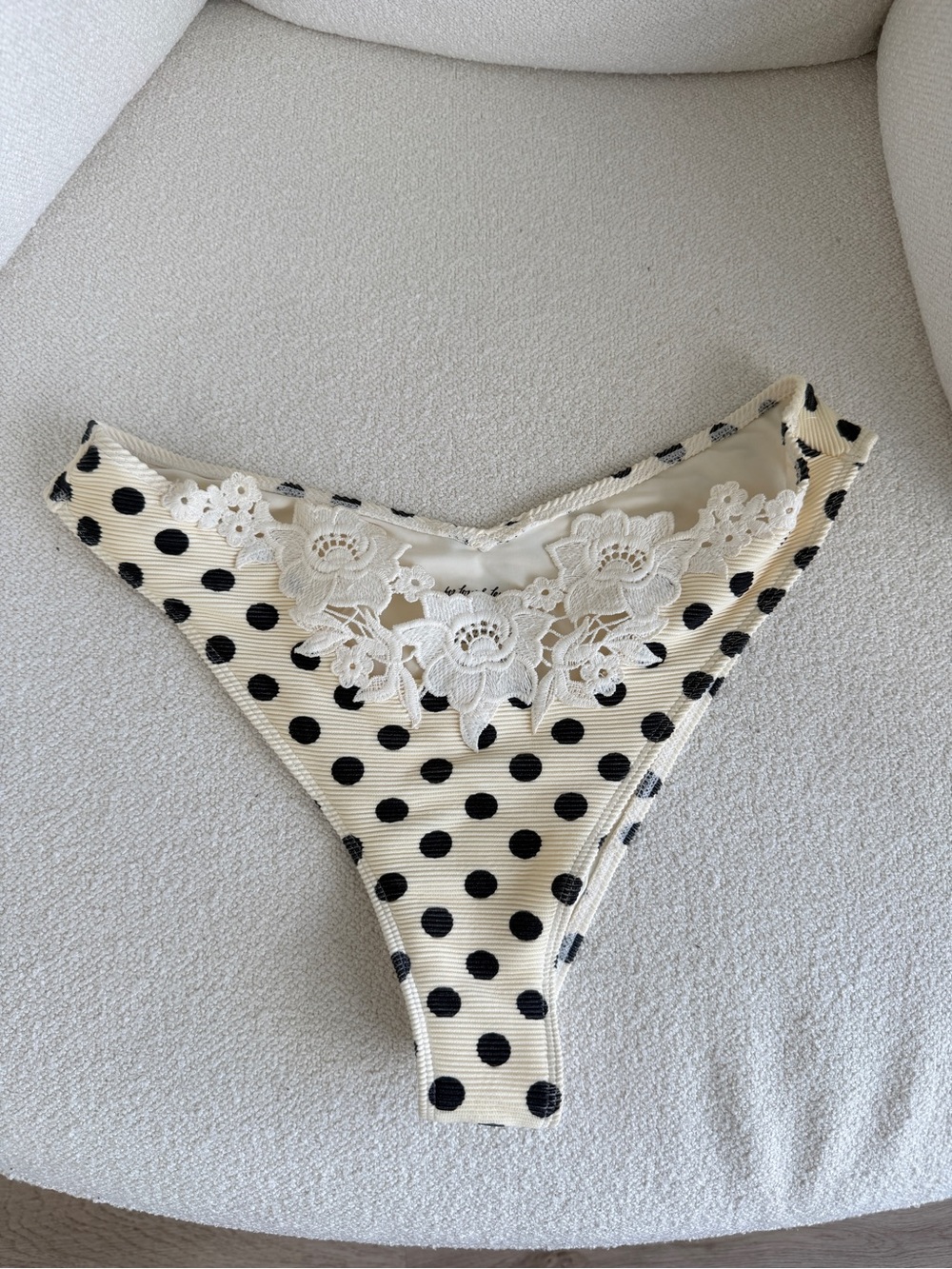 For Love & Lemons Cream Black Polka Dot Lelani Bikini Bottom - Picture 8 of 11